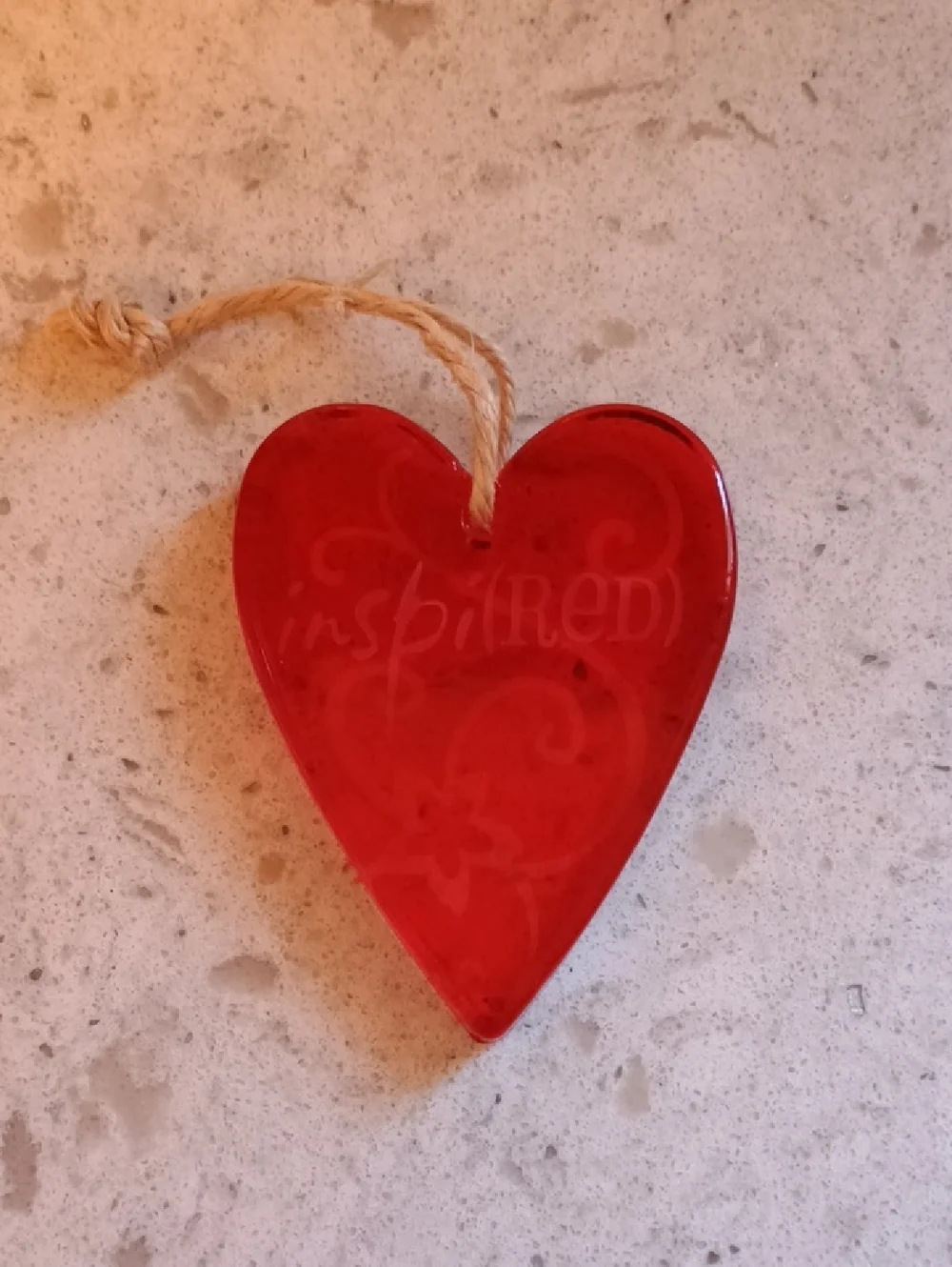 2007 Hallmark Inspi(Red) Red Heart Hanging Ornament with Rope